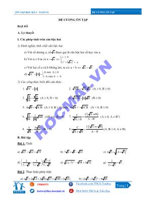 Toán khối 9 - Đề cương ôn tập